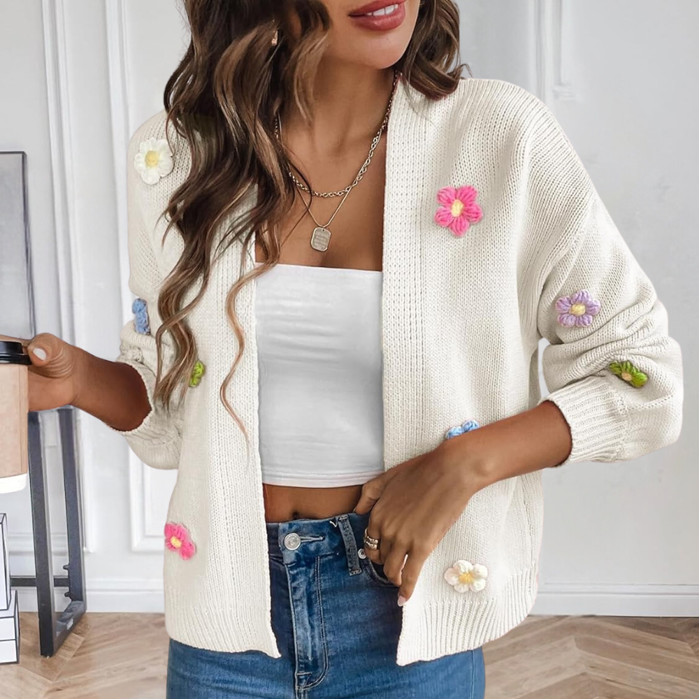 Gabrielle | Women's Floral Knitted Cardigan Open Front