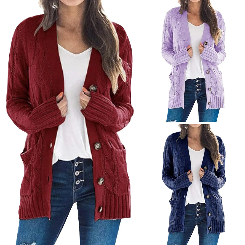 Genevieve | Women's Button Front Cardigan Knitted