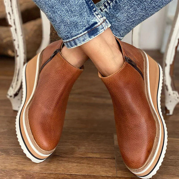 Inara | Women's Low Heel Leather Ankle Boots
