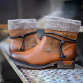 Ines | Women's Leather Ankle Boots Low Heel