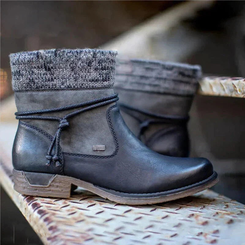 Ines | Women's Leather Ankle Boots Low Heel