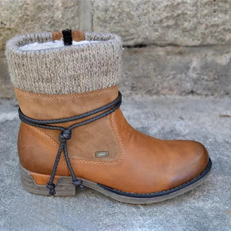 Ines | Women's Leather Ankle Boots Low Heel