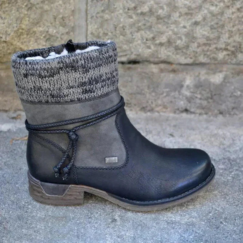 Ines | Women's Leather Ankle Boots Low Heel