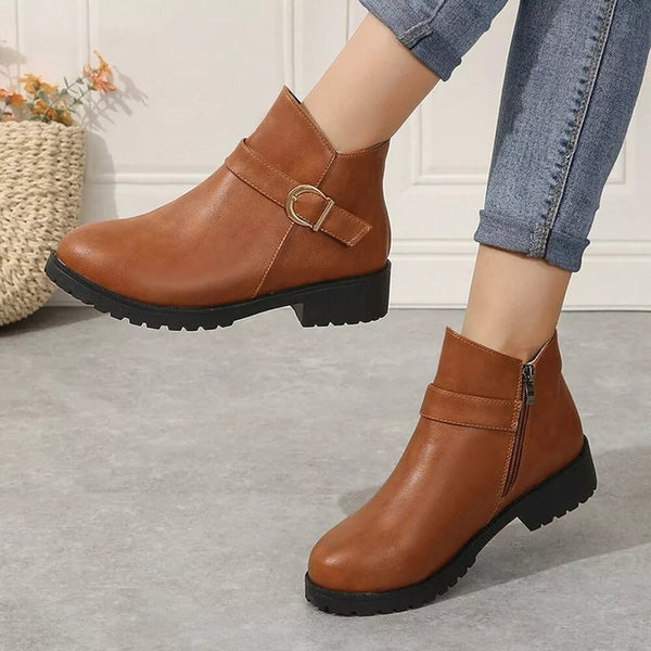 Ingrid | Women's Leather Ankle Boots Flat