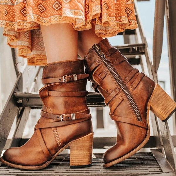 Isadora | Women's Heeled Leather Boots Ankle
