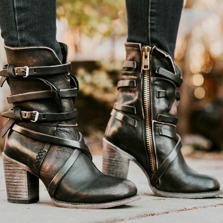 Isadora | Women's Heeled Leather Boots Ankle