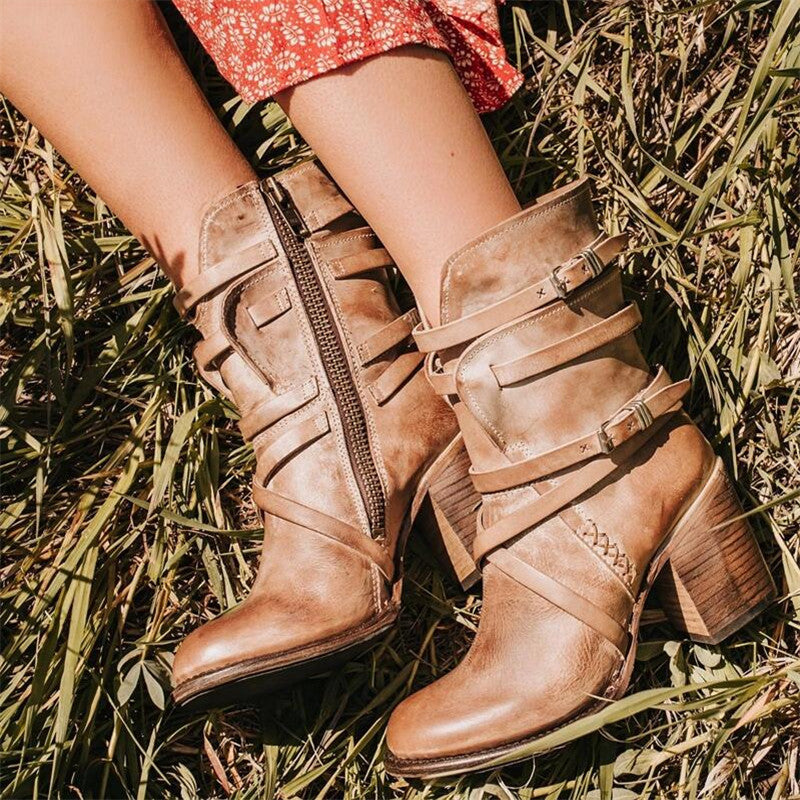 Isadora | Women's Heeled Leather Boots Ankle