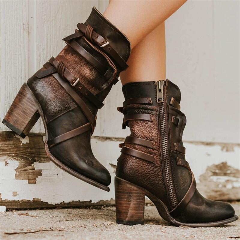 Isadora | Women's Heeled Leather Boots Ankle