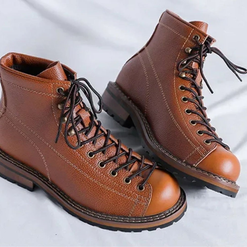 Lasse | Men's Leather Boots Brogue Dress