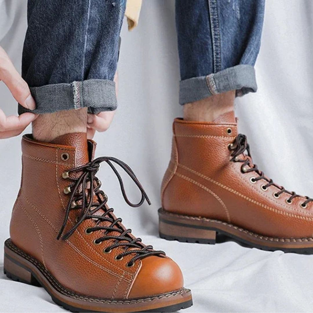 Lasse | Men's Leather Boots Brogue Dress