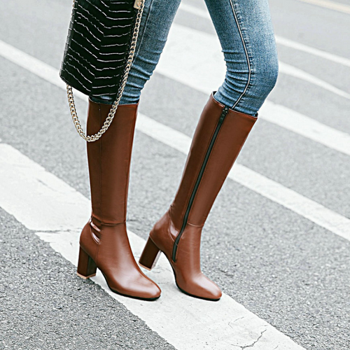 Lilian | Women's Leather Ankle Boots Zip Heeled