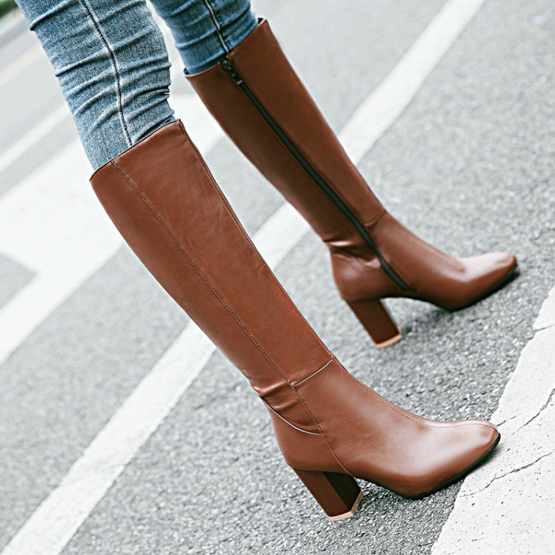 Lilian | Women's Leather Ankle Boots Zip Heeled
